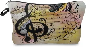 Piano Musical Note Makeup Bag Cute Small Makeup Organizer Bag Travel Toiletry Zipper Pouch Birthday Christmas Gift for Music Lovers Vintage Music Cosmetic Bag for Women