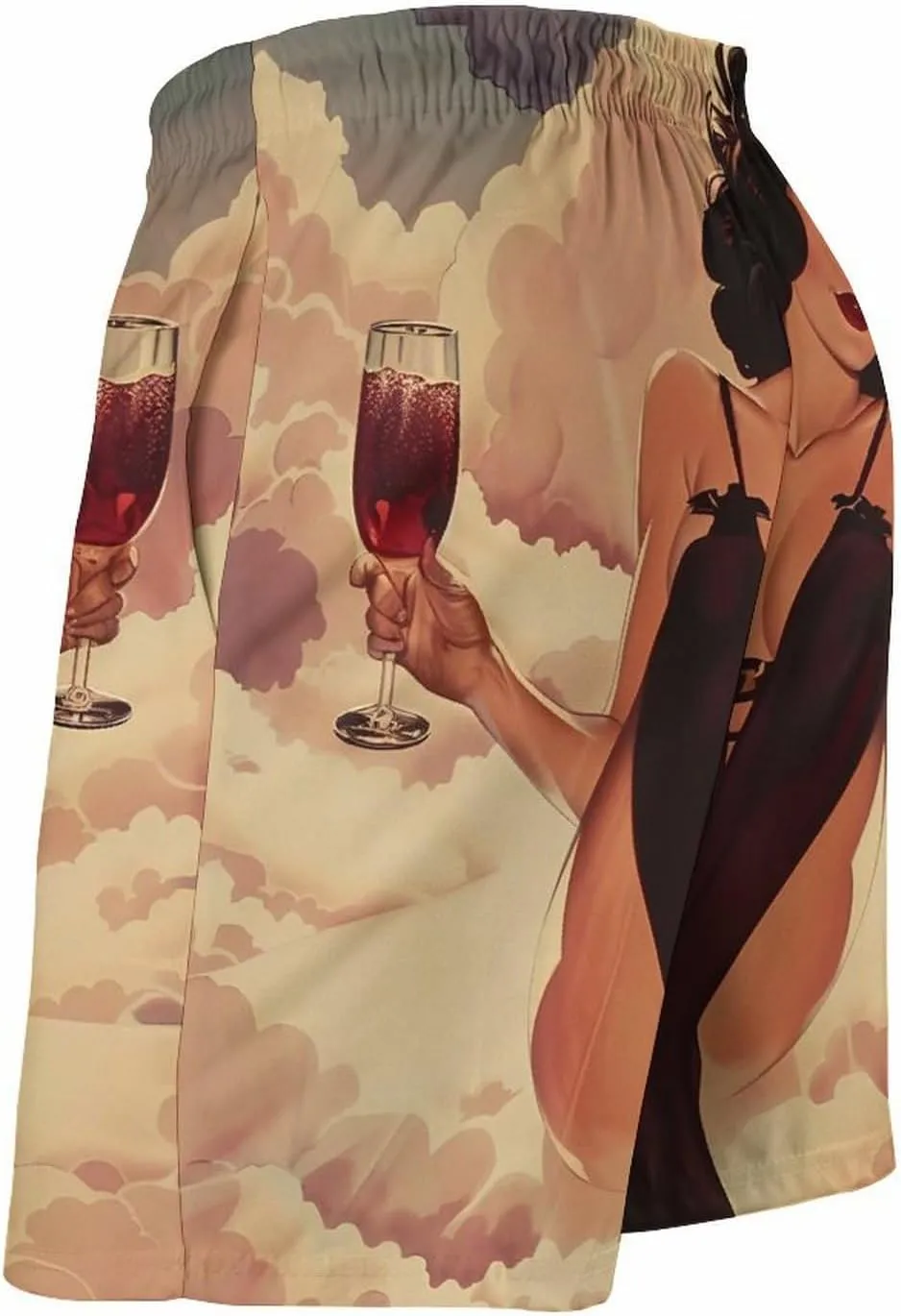 Pin Up Girl Alcohol Cheers Men's Swim Trunks Quick Dry Board Shorts Breathable Summer Beach Shorts Bathing Suits