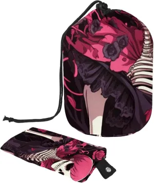 Pink Skull Lady Travel Cosmetic Bags Makeup Bag for Women, Foldable Drawstring Travel Cosmetic Bags, Portable Toiletry Bucket Bag