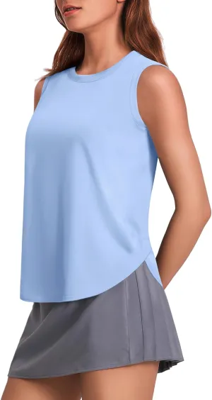 PINSPARK Workout Tank Tops Woman UPF 50  Yoga Tanks Quick Dry Sleeveless Gym Shirts with Side Slits Loose Fit Athletic Top