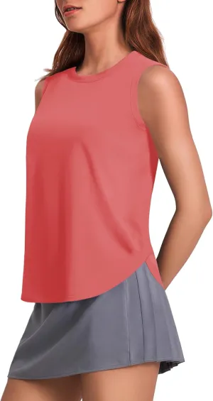 PINSPARK Workout Tank Tops Woman UPF 50  Yoga Tanks Quick Dry Sleeveless Gym Shirts with Side Slits Loose Fit Athletic Top