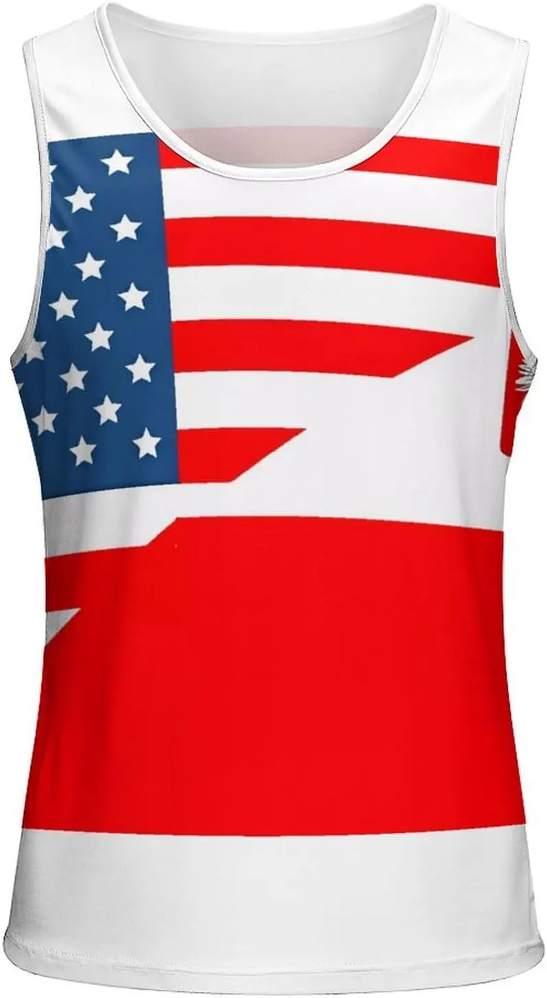 Polish American Flag Men's Tank Tops Summer Sleeveless T-Shirts Gym Workout Tee Casual Beach Tee