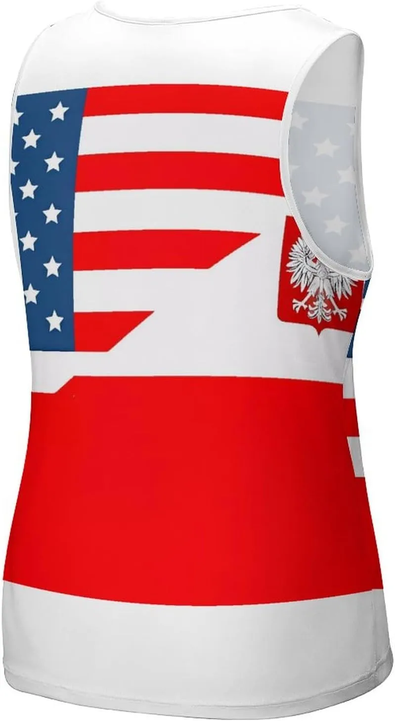 Polish American Flag Men's Tank Tops Summer Sleeveless T-Shirts Gym Workout Tee Casual Beach Tee