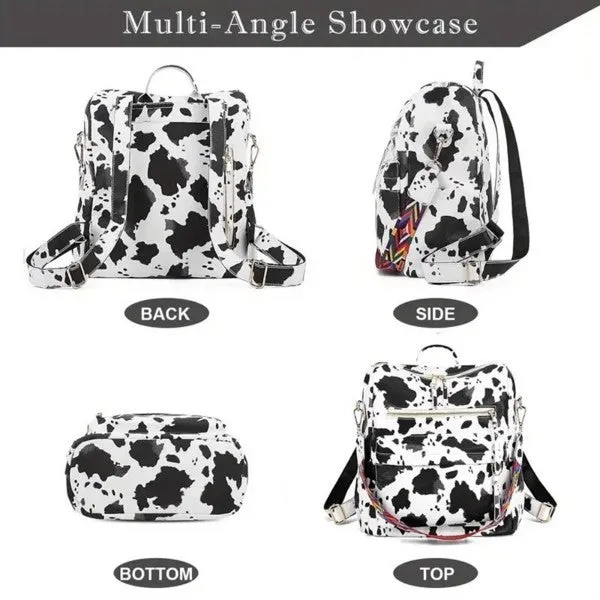 PU Women's Shoulder Bag, Fashionable Multifunctional Backpack With Zipper Closure, Suitable For Travel