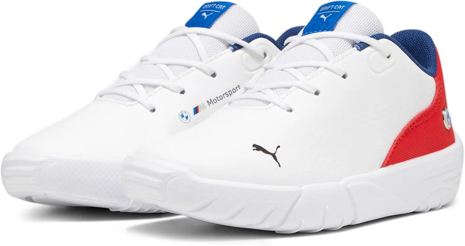 PUMA Unisex-Child Alternative Closure Shoes BMW M Motorsport Drift Cat Decima Hook and Loop Sneaker, Black/Pop Red White, 11.5 US Little Kid
