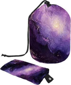 Purple Mystical Galaxy 53 Travel Cosmetic Bags Makeup Bag for Women, Foldable Drawstring Travel Cosmetic Bags, Portable Toiletry Bucket Bag