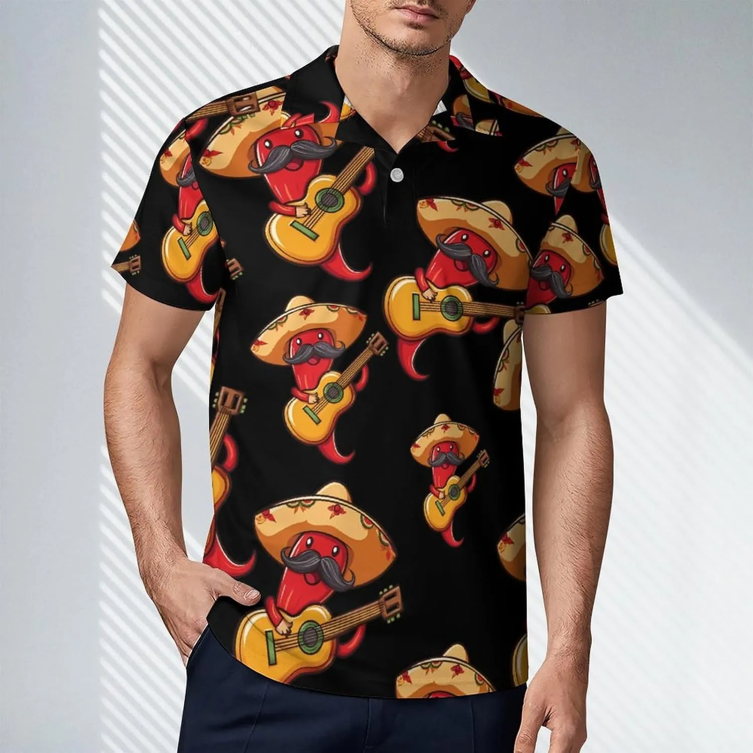 Red Chili Pepper Men's Polo-Shirt Regular-Fit Short Sleeve Sports Quick Dry Golf Tennis T-Shirt