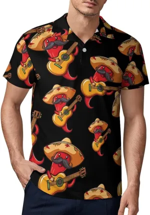 Red Chili Pepper Men's Polo-Shirt Regular-Fit Short Sleeve Sports Quick Dry Golf Tennis T-Shirt