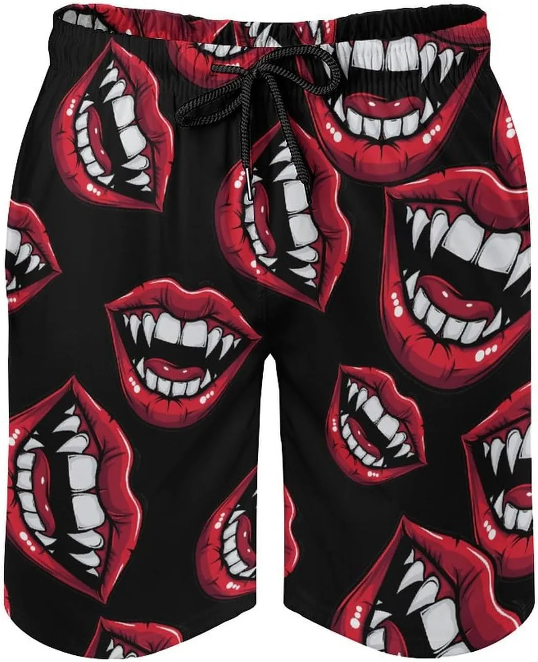 Red Clown Vampire Mouth Creepy Lips Men's Swim Trunks Quick Dry Board Shorts Breathable Summer Beach Shorts Bathing Suits