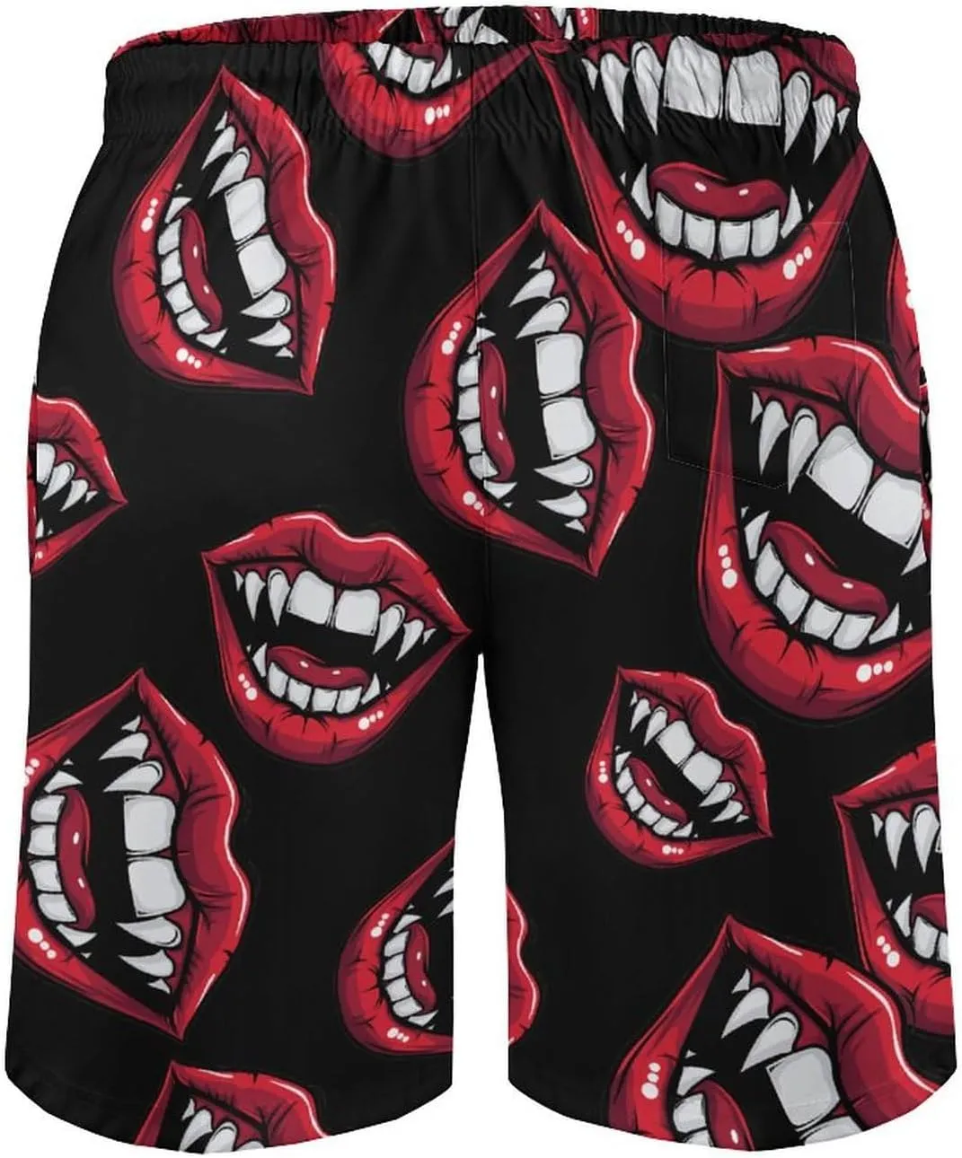 Red Clown Vampire Mouth Creepy Lips Men's Swim Trunks Quick Dry Board Shorts Breathable Summer Beach Shorts Bathing Suits