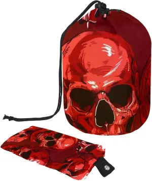 Red Hand-painted Skull 9 Travel Cosmetic Bags Makeup Bag for Women, Foldable Drawstring Travel Cosmetic Bags, Portable Toiletry Bucket Bag
