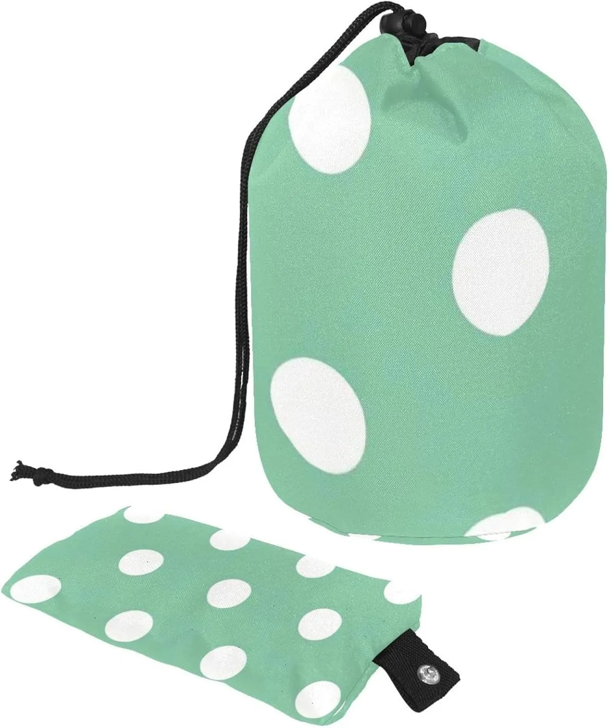 Refreshing Green Polka Dot Travel Cosmetic Bags Makeup Bag for Women, Foldable Drawstring Travel Cosmetic Bags, Portable Toiletry Bucket Bag