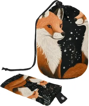 Roses Garden Fox Floral 29 Travel Cosmetic Bags Makeup Bag for Women, Foldable Drawstring Travel Cosmetic Bags, Portable Toiletry Bucket Bag