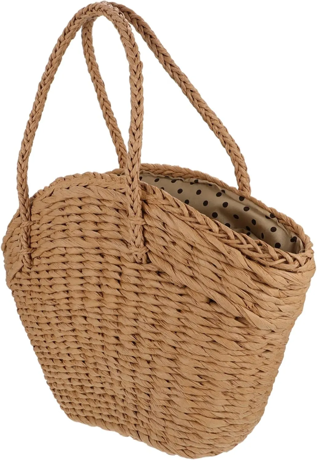 SAFIGLE Straw Beach Bag Large Capacity Woven Handbag Shoulder Pouch Shopping Tote Bucket Pouch for Daily Life