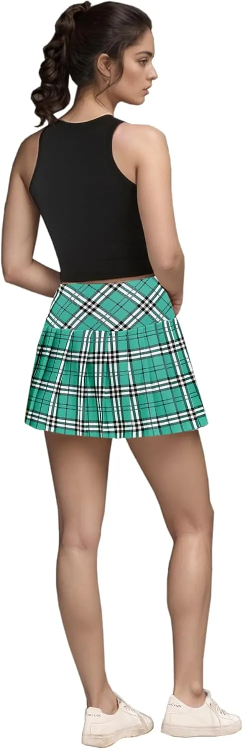 SANGTREE Tennis Skirts for Women Plaid Pleated Athletic Golf Skorts with Shorts Pockets, US XS - US XL