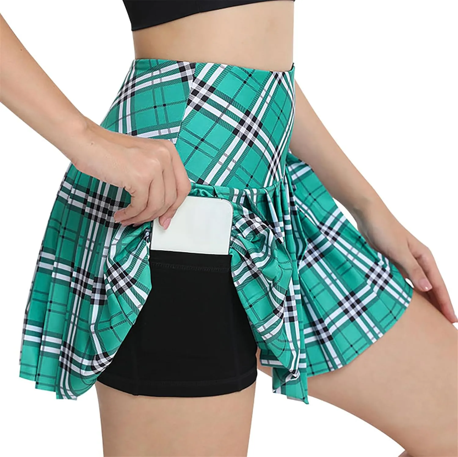 SANGTREE Tennis Skirts for Women Plaid Pleated Athletic Golf Skorts with Shorts Pockets, US XS - US XL