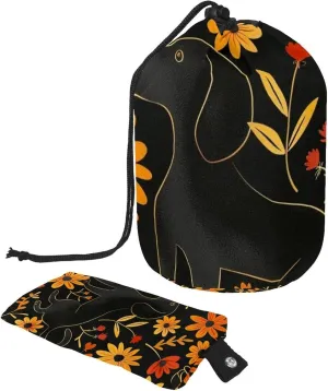 Sausage Dog Colorful Flowers 9 Travel Cosmetic Bags Makeup Bag for Women, Foldable Drawstring Travel Cosmetic Bags, Portable Toiletry Bucket Bag