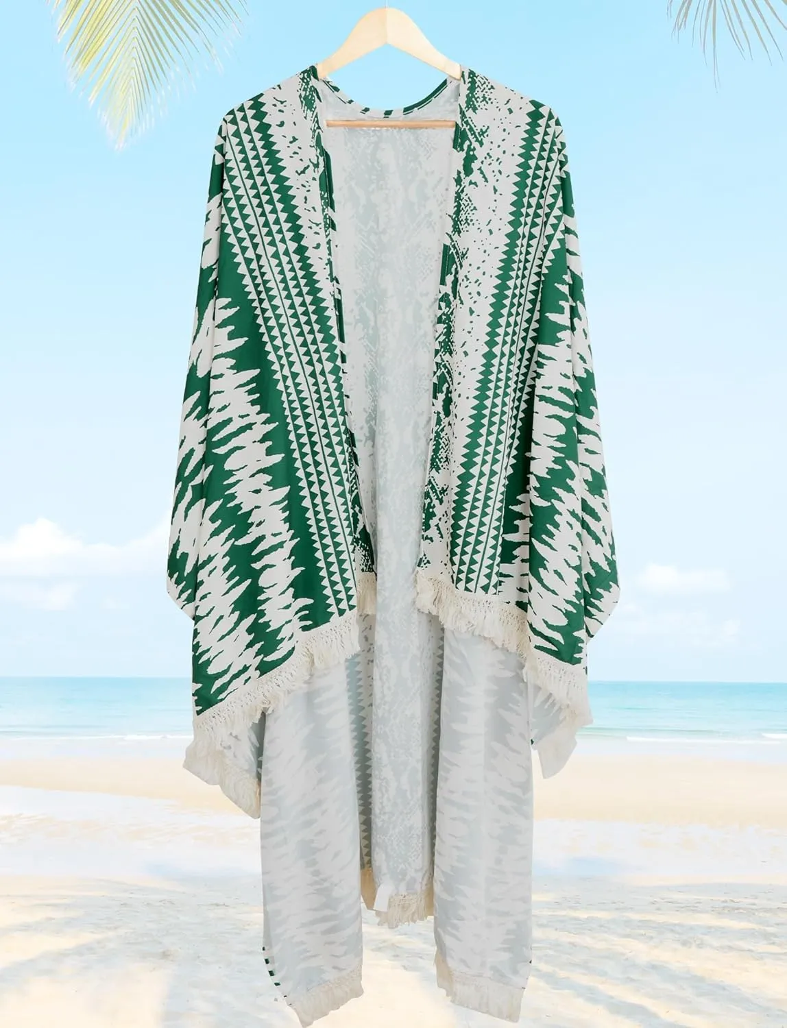 SEAUR Men's Lightweight Kimono Robe Casual Open Front Long Cardigan Summer Loose Half Sleeve Beach Shawl