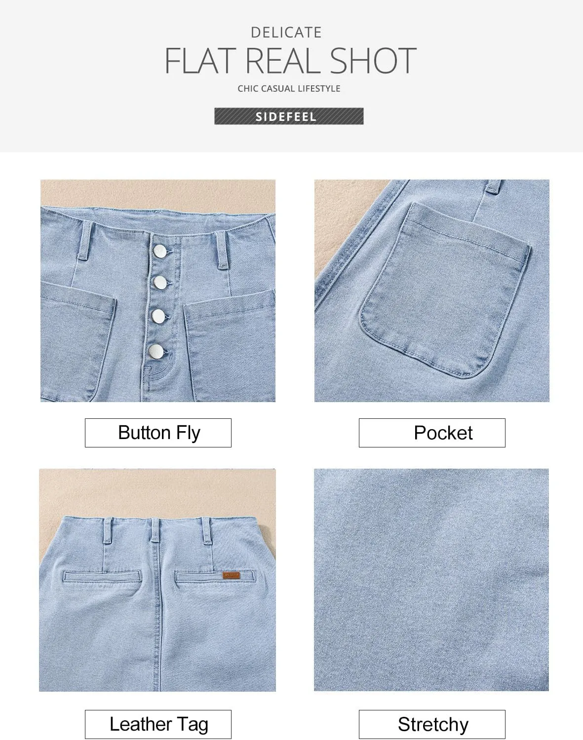 Sidefeel Women's Jean Shorts Button Fly Stretchy High Waisted Zimbaplatinum Jeans Summer Outfit 2025 Denim Shorts