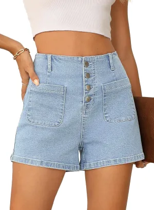 Sidefeel Women's Jean Shorts Button Fly Stretchy High Waisted Zimbaplatinum Jeans Summer Outfit 2025 Denim Shorts