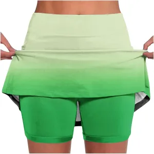 Skorts for Woman Fashion Casual Ombre Biker Shorts Womens Summer Outfits Comfy High Waisted Tummy Control Bottoms
