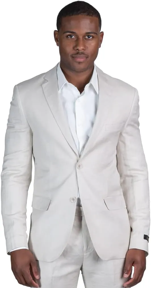 Slim Fit 2 Button Linen Blazer Jacket Notch Lapel 3024