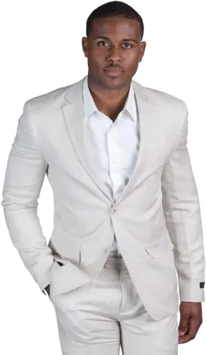 Slim Fit 2 Button Linen Blazer Jacket Notch Lapel 3024