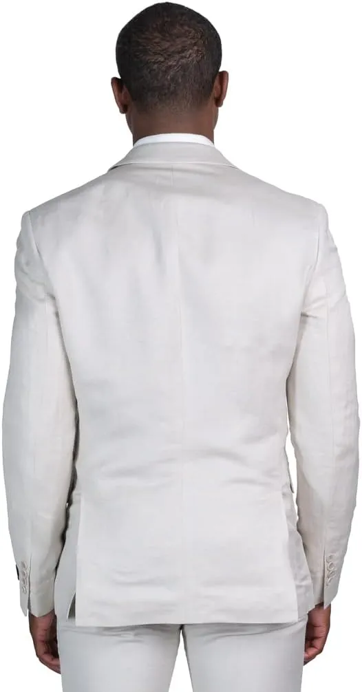 Slim Fit 2 Button Linen Blazer Jacket Notch Lapel 3024
