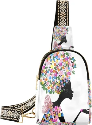 Small Sling Bag Waist Packs Leather Crossbody Packs Chest Bag African American Women for Women Travel Belt Purse