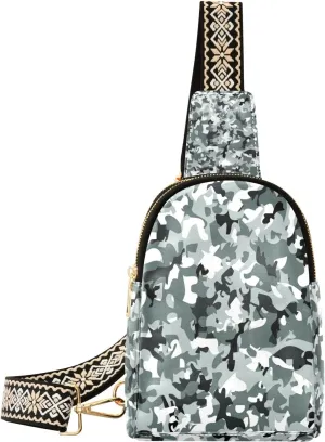 Small Sling Bag Waist Packs Leather Crossbody Packs Chest Bag Camouflage for Women Travel Belt Purse