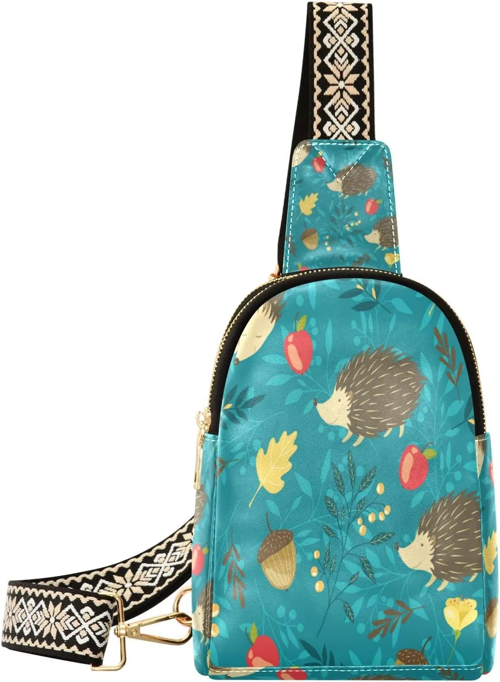 Small Sling Bag Waist Packs Leather Crossbody Packs Chest Bag Hedgehog for Women Travel Belt Purse