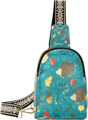 Small Sling Bag Waist Packs Leather Crossbody Packs Chest Bag Hedgehog for Women Travel Belt Purse