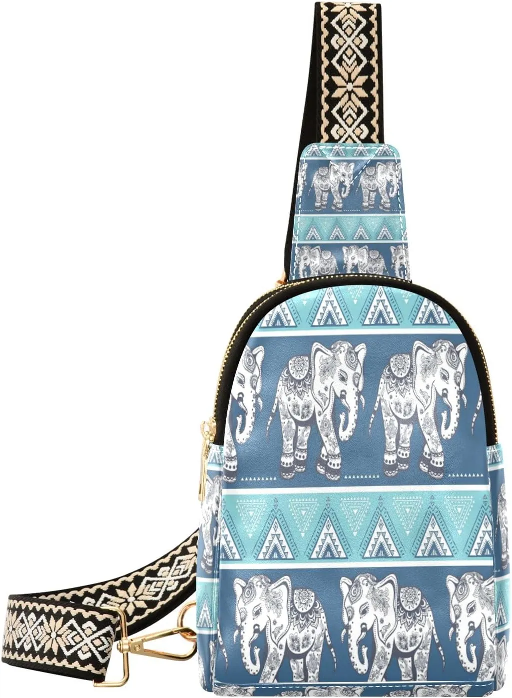 Small Sling Bag Waist Packs Leather Crossbody Packs Chest Bag Painting Elephant for Women Travel Belt Purse