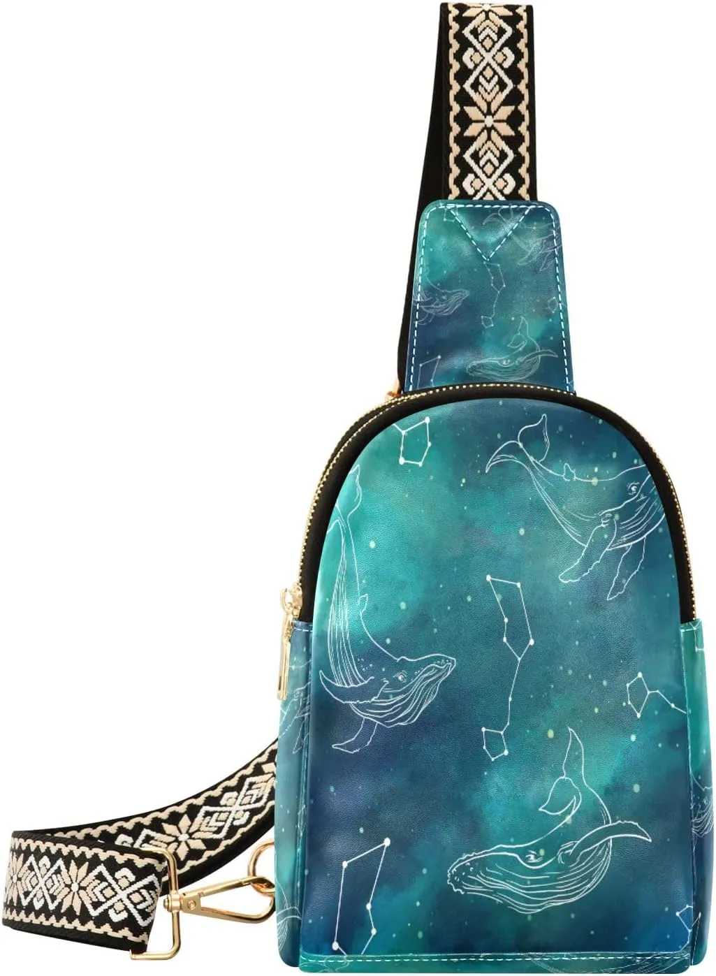 Small Sling Bag Waist Packs Leather Crossbody Packs Chest Bag Sea Shark Line for Women Travel Belt Purse