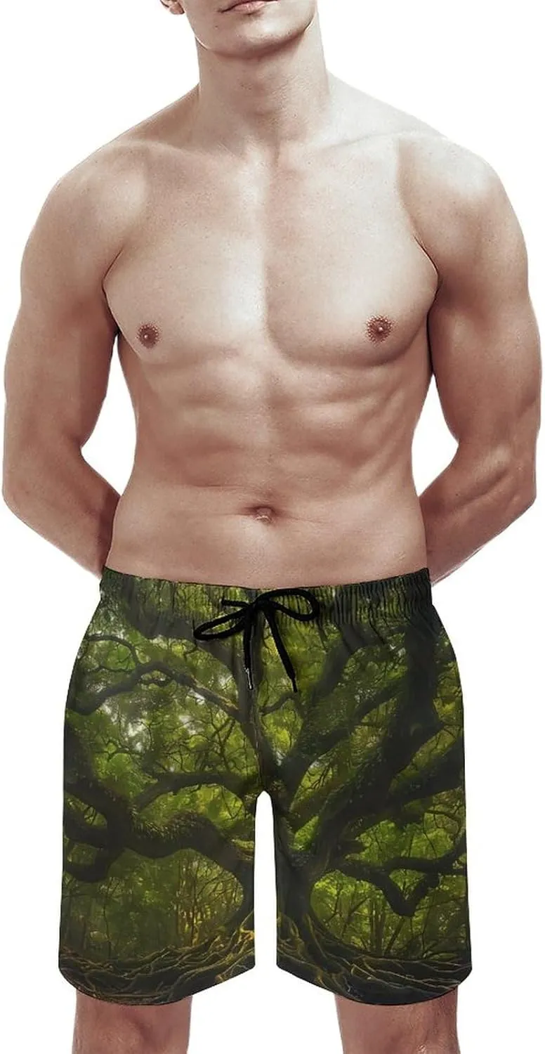 South Carolina Angel Oak Tree Men's Swim Trunks Quick Dry Board Shorts Breathable Summer Beach Shorts Bathing Suits