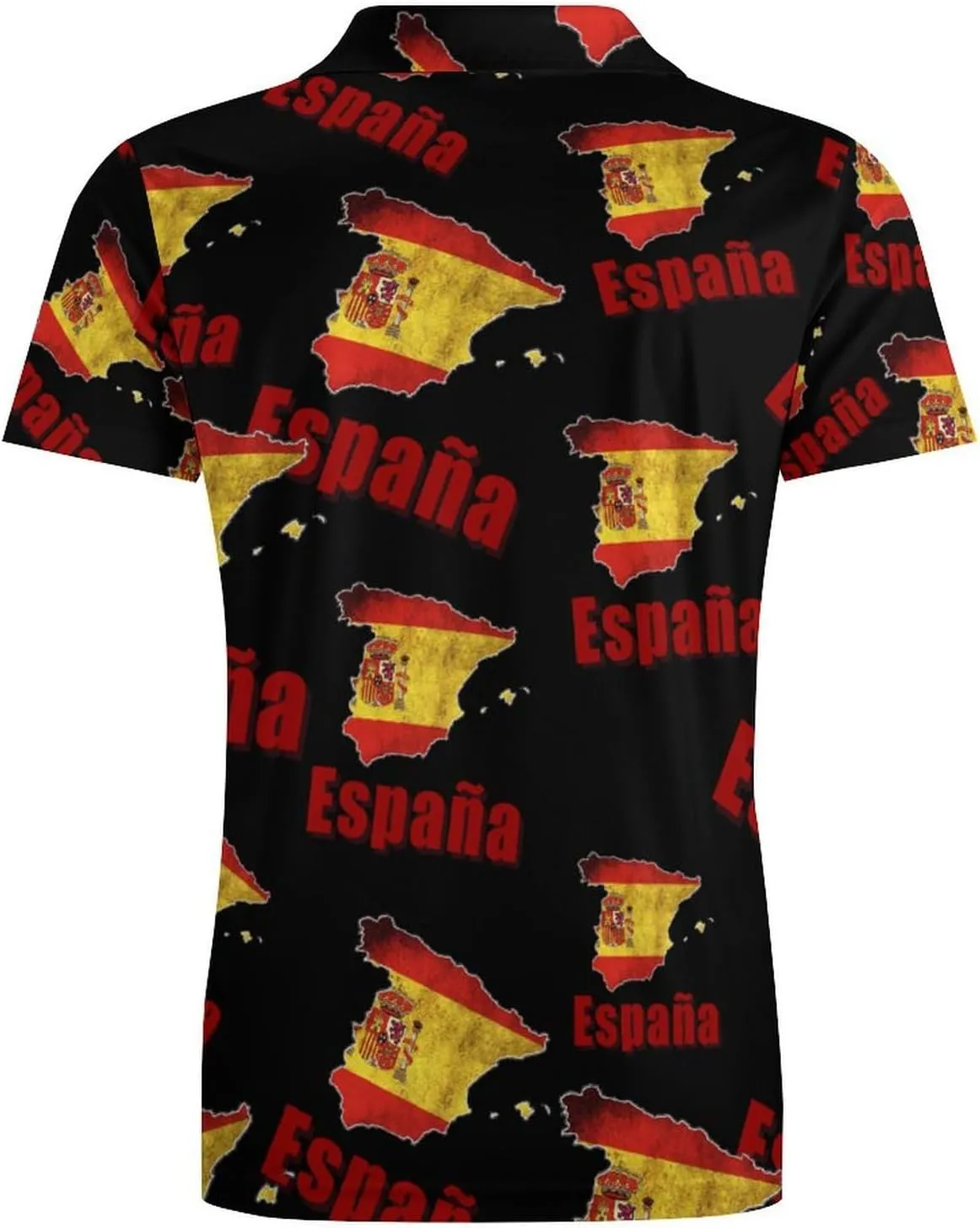 Spain Map Flag Espaa Men's Polo-Shirt Regular-Fit Short Sleeve Sports Quick Dry Golf Tennis T-Shirt