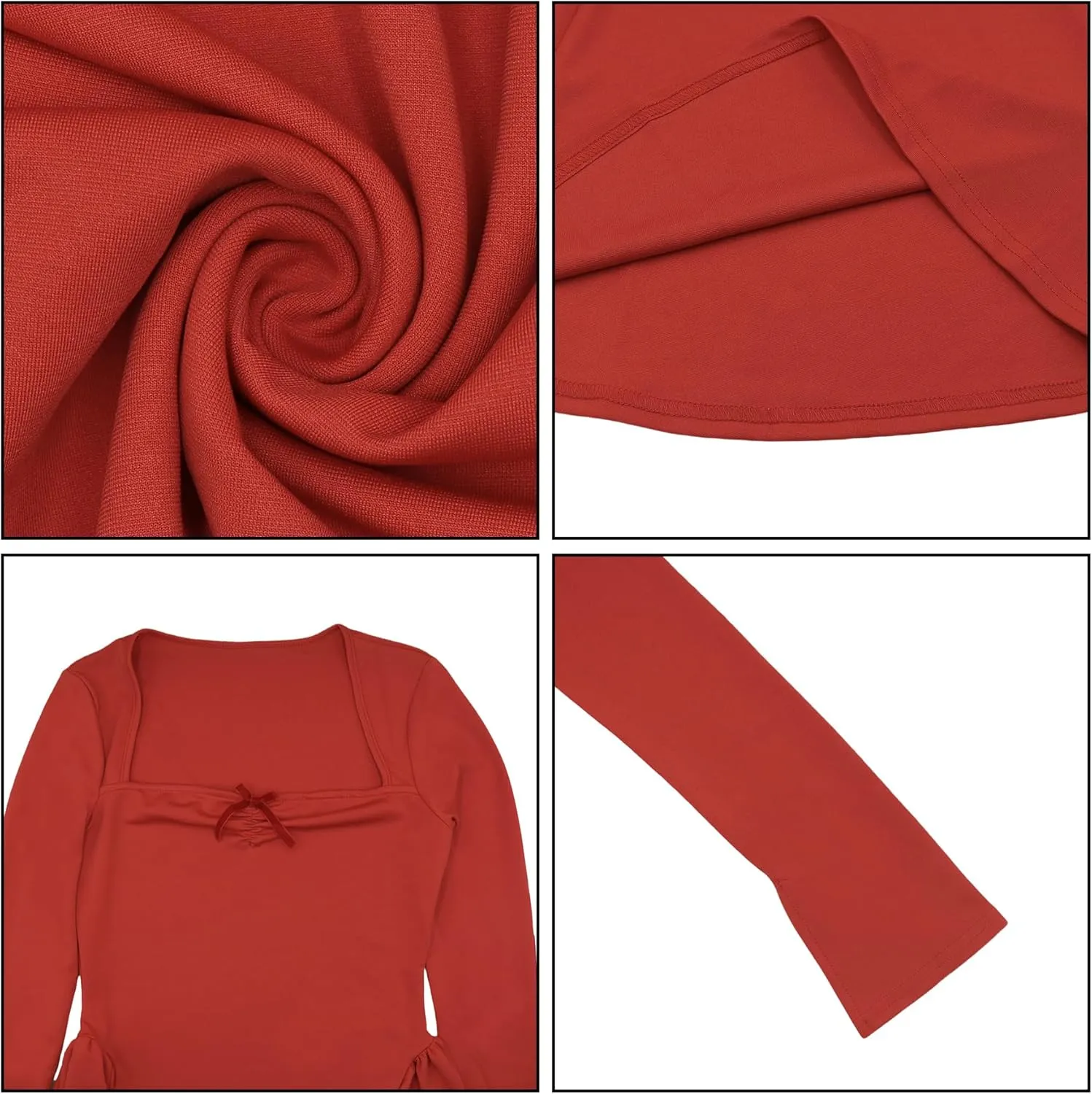 Square Neckline Long Sleeve Mini Dress for Women - Corset Ruffle Hem A Line Flare Graduation Dress