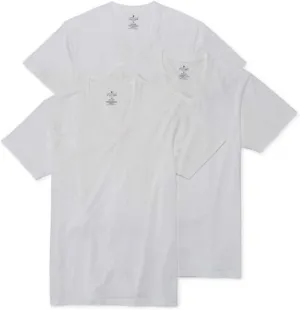 Stafford 3 Pack Cotton Stretch V-Neck T-Shirts (White, X-Large)