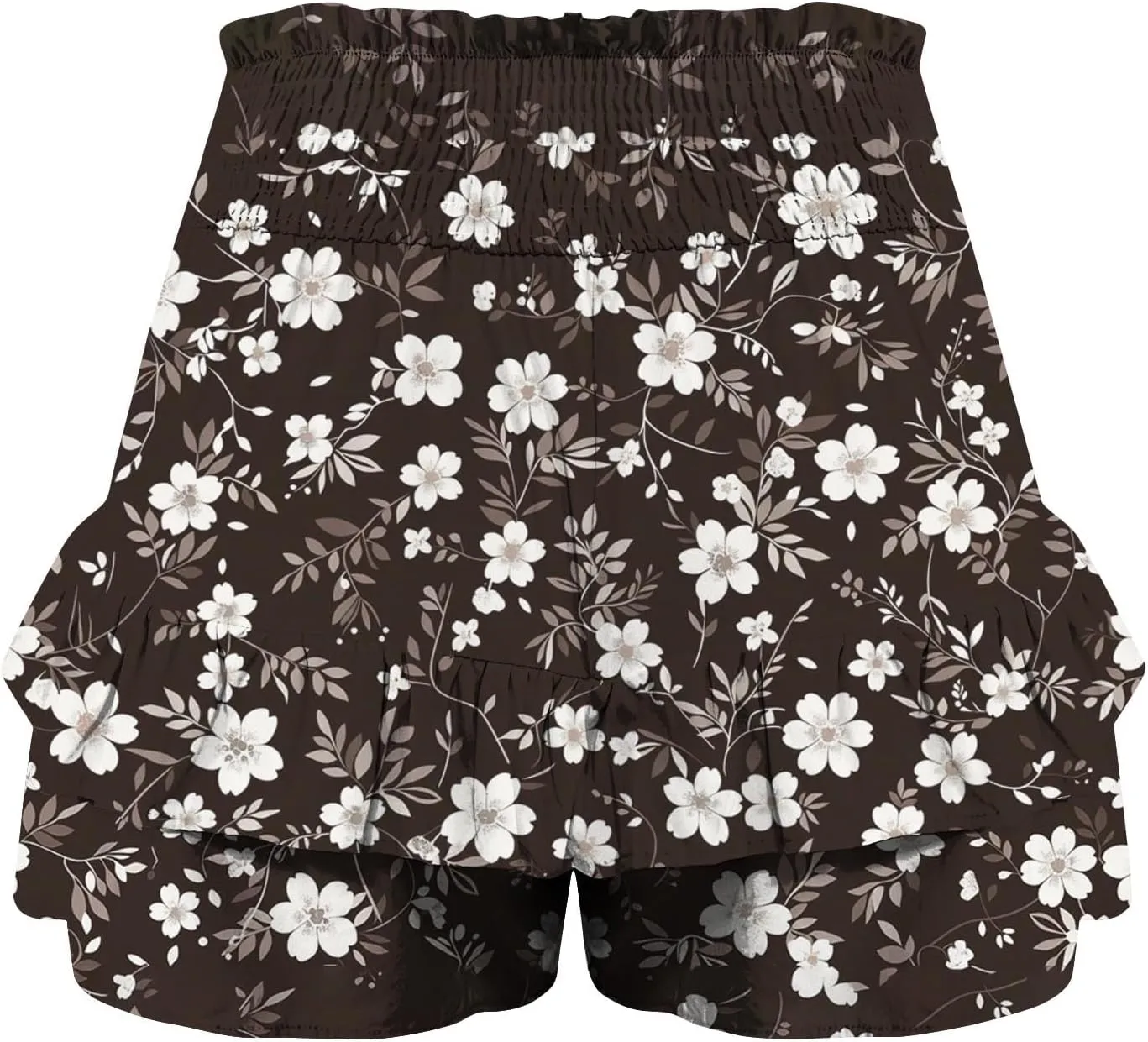 Summer Shorts for Women 2024 Elastic High Waisted Pleated Ruffle Mini Skirts Cute Beach Vacation Flowy Shorts Skorts