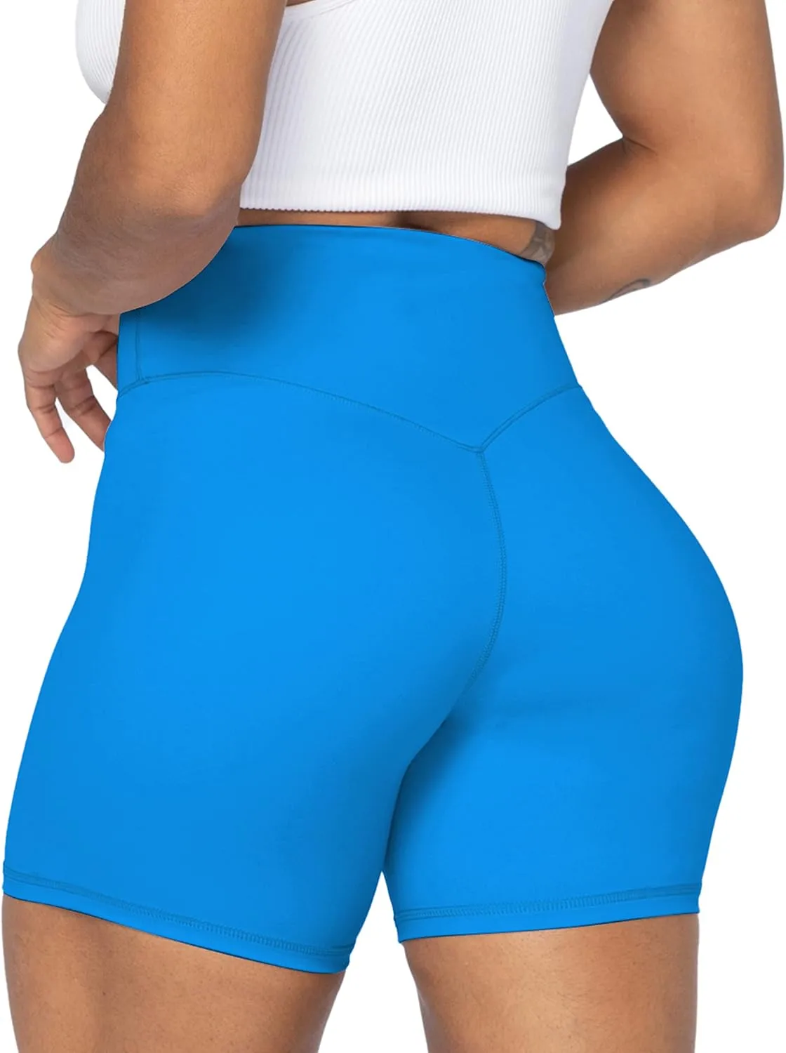 Sunzel No Front Seam High Waist Biker Shorts for Women, Squat Proof Yoga Workout Gym Bike Shorts