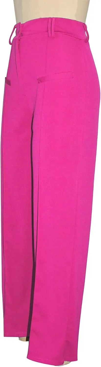 Tcremisa Women's Dressy Wide Leg Long Palazzo Pants Casual Straight Legs Loose High Waist Trousers(No Belt)