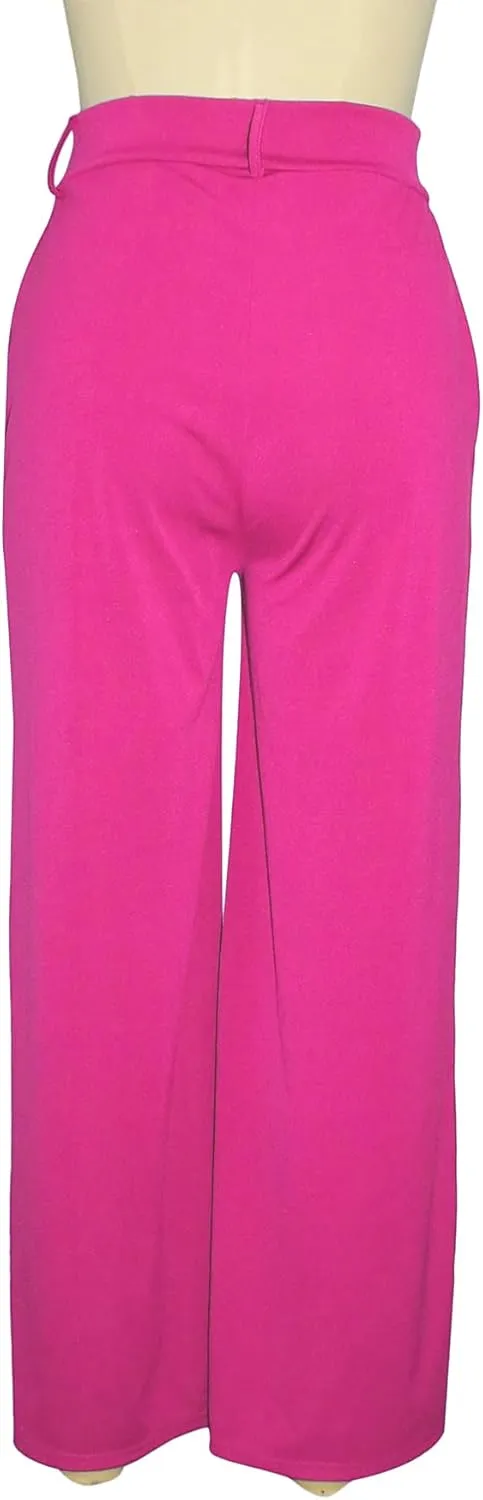 Tcremisa Women's Dressy Wide Leg Long Palazzo Pants Casual Straight Legs Loose High Waist Trousers(No Belt)