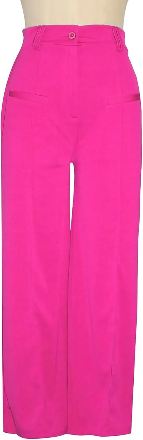 Tcremisa Women's Dressy Wide Leg Long Palazzo Pants Casual Straight Legs Loose High Waist Trousers(No Belt)