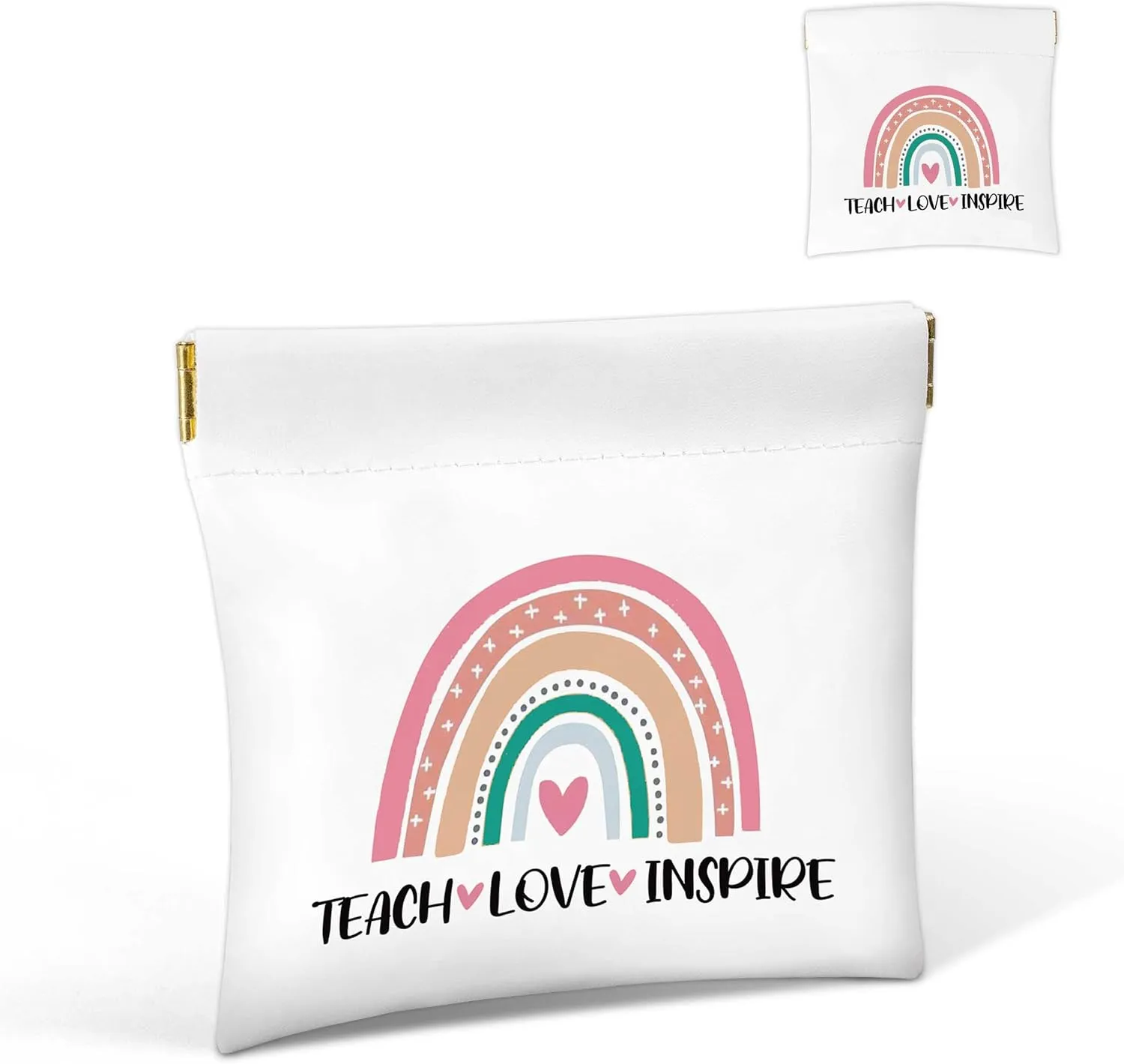 Teacher Appreciation Gifts Cosmetic Bag with Mirror Small Makeup Bag for Purse, Portable Cosmetic Pouch Travel Toiletry Bag Organizer, Teachers Day Gift Ideas, 01