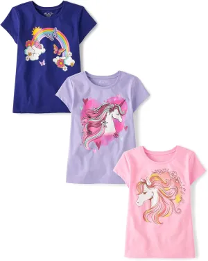 The Children's Place Girls' Butterfly Short Sleeve Graphic T-Shirts, Multipack
