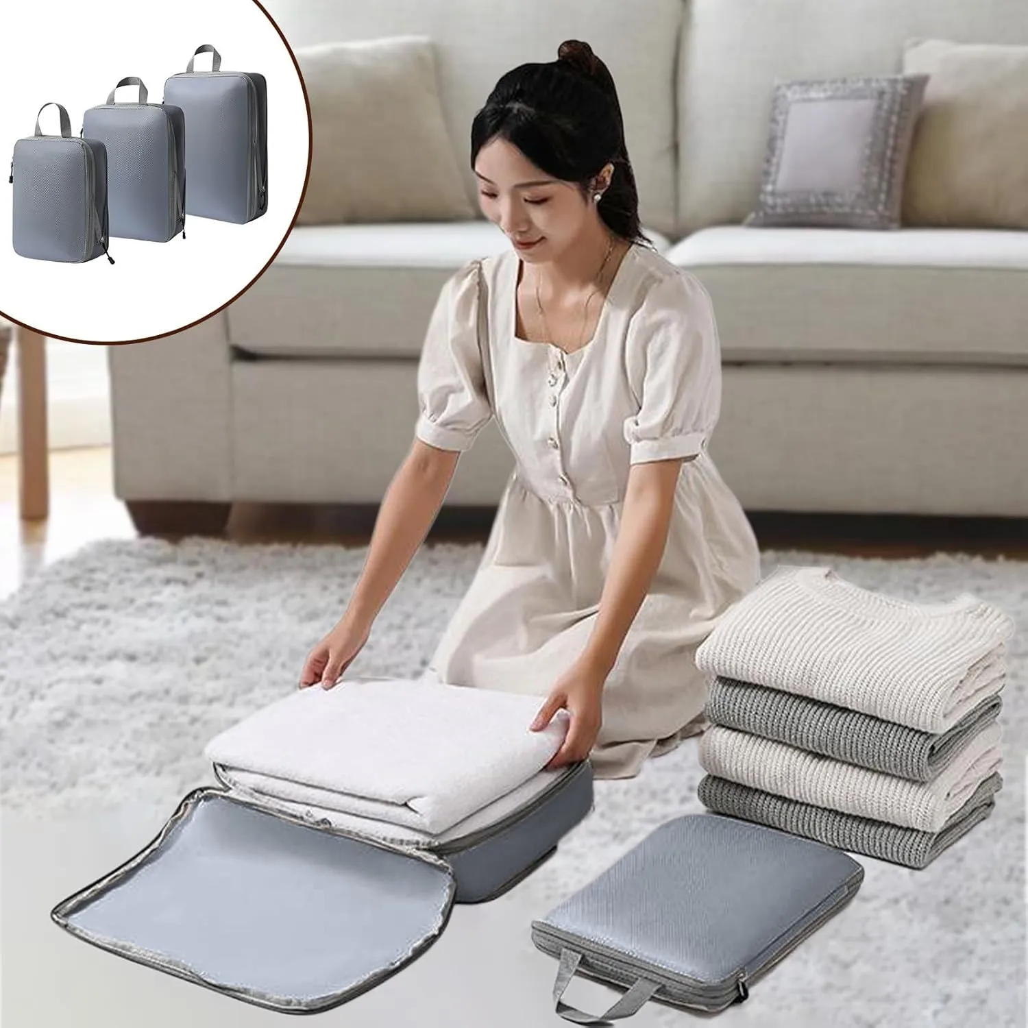 Todays Deals in Clearance 3PCS Compression Packing Cubes Organizer for Travel Luggage Organizer for Suitcases Backpack