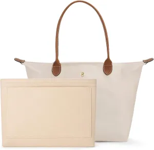 Tote Bag for Women with Purse Organizer Insert, Foldable Large Capacity Waterproof Nylon Bag for Travel, Work, and Daily Use,Paper