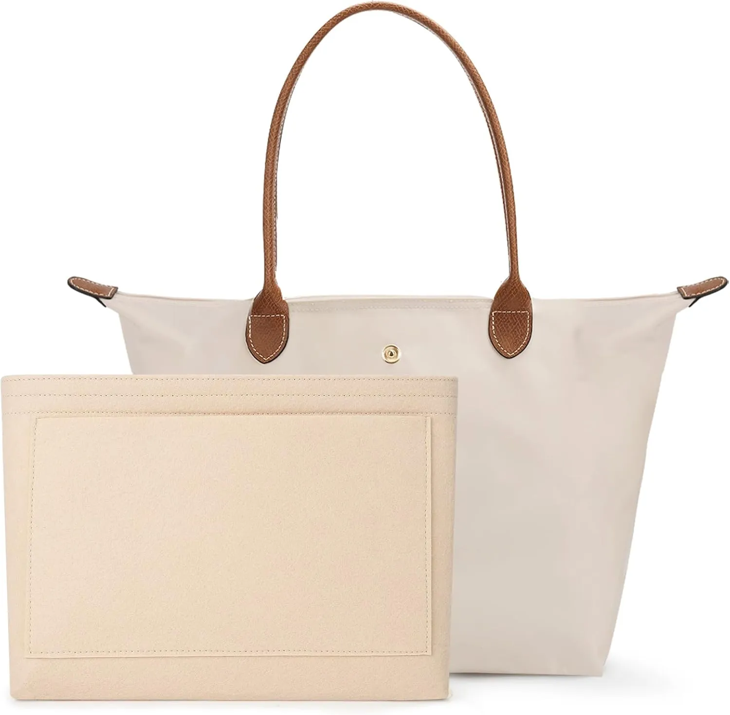 Tote Bag for Women with Purse Organizer Insert, Foldable Large Capacity Waterproof Nylon Bag for Travel, Work, and Daily Use,Paper