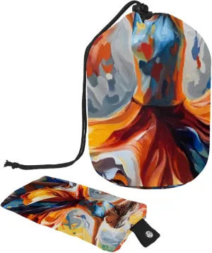 Travel Cosmetic Bags bucket Makeup Bag, Abstract Oil Painting of Dancing Girl 58 Women Portable Foldable Cases, Multifunctional Toiletry Bucket Bags Round Organizer Storage