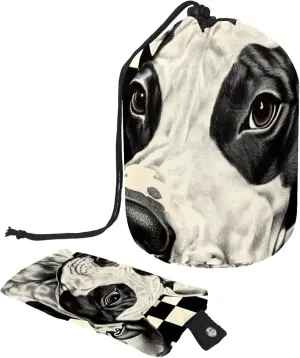 Travel Cosmetic Bags bucket Makeup Bag, Art Check Black White Dog 42 Women Portable Foldable Cases, Multifunctional Toiletry Bucket Bags Round Organizer Storage